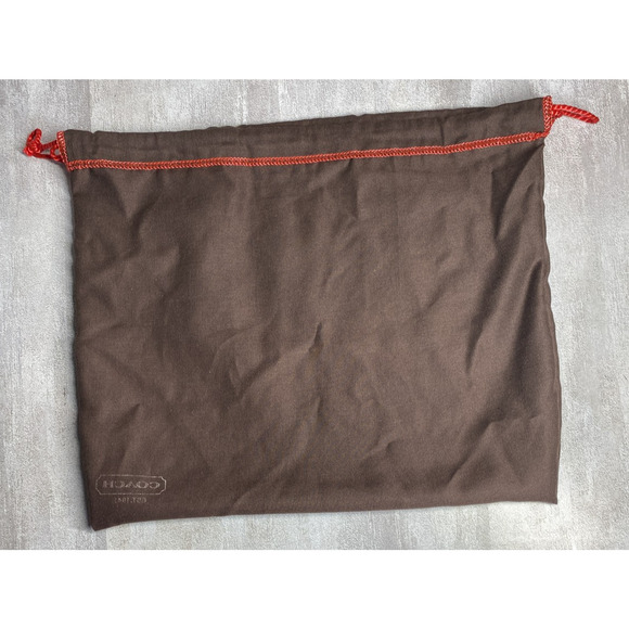 Coach Dust Bag Brown Red Drawstring Cloth Storage Pouch Purse Handbag Logo - Picture 5 of 5